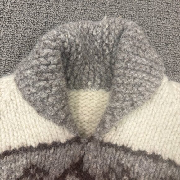 Vintage Handmade Knit Wool Sweater Youth Small Heavyweight Thick Jumper Collared - Picture 7 of 10